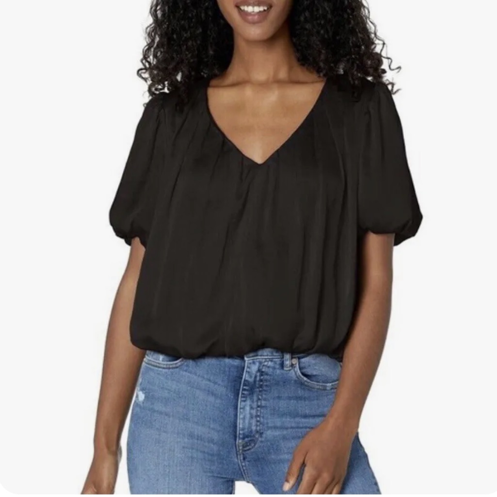 Astr The Label Black Bubble Blouse